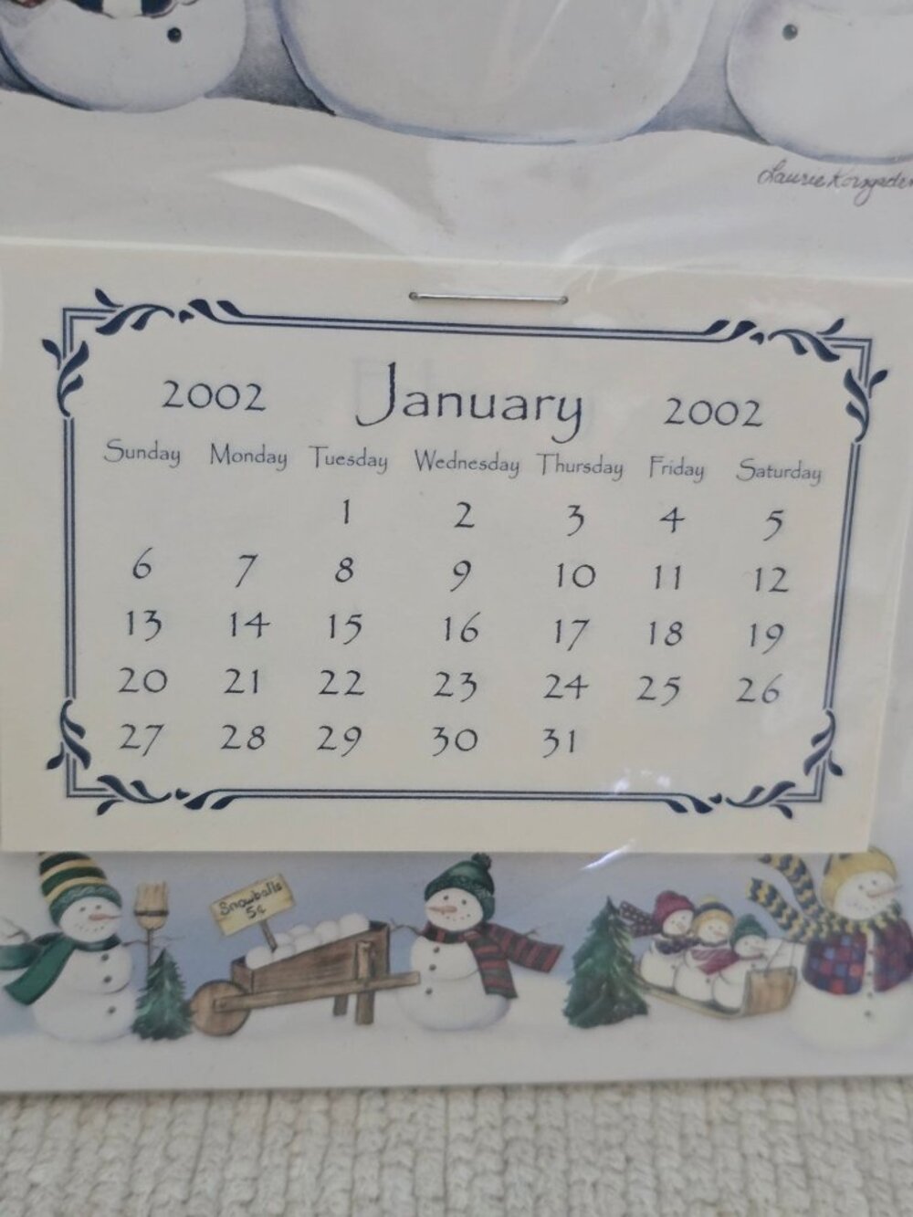 Vintage Assorted Die-Cut Calendars 1994 1995 2002 Snowman Hot Air Balloon Women - Picture 9 of 14